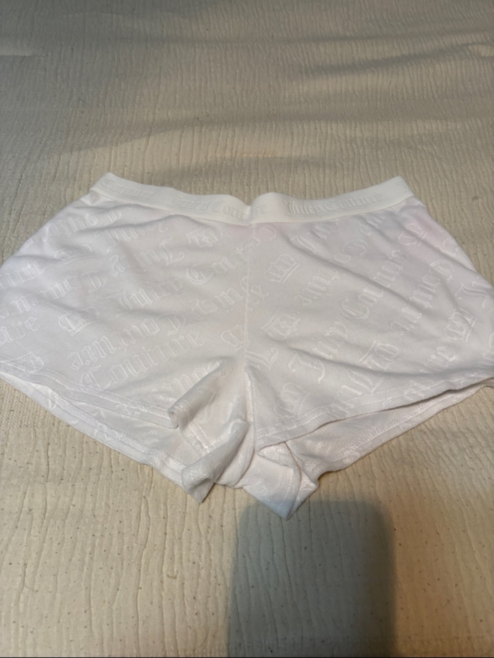 Juicy Couture White Jacquard Logo Athletic Shorts